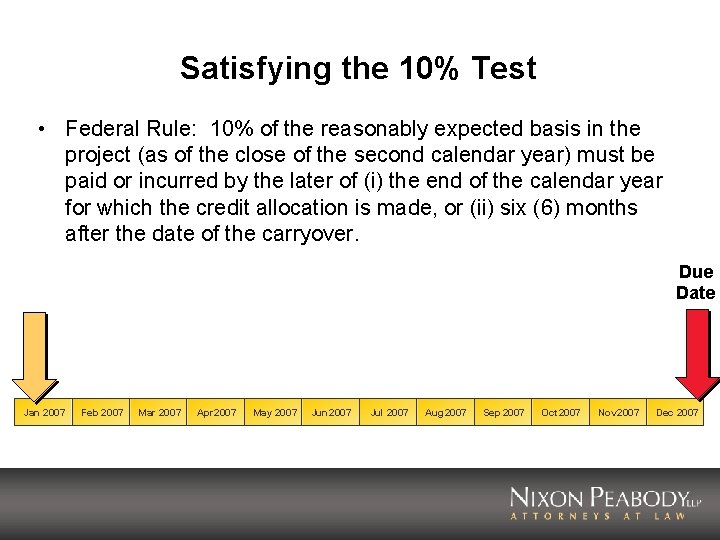 Satisfying the 10% Test • Federal Rule: 10% of the reasonably expected basis in