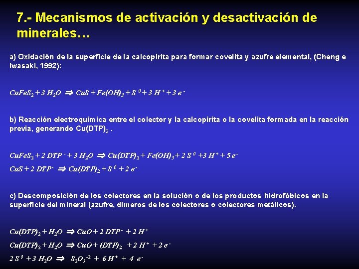 7. - Mecanismos de activación y desactivación de minerales… a) Oxidación de la superficie