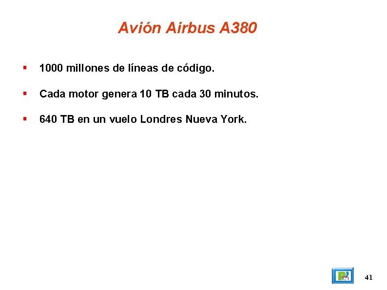 Avión Airbus A 380 1000 millones de líneas de código. Cada motor genera 10