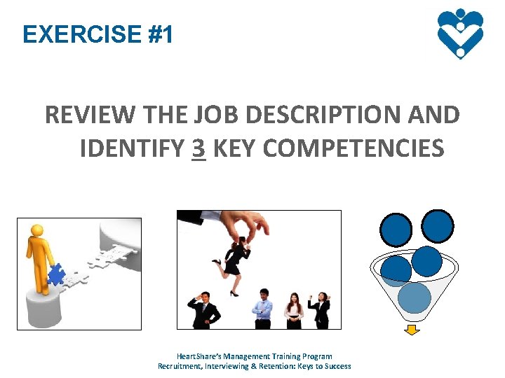EXERCISE #1 REVIEW THE JOB DESCRIPTION AND IDENTIFY 3 KEY COMPETENCIES Heart. Share’s Management