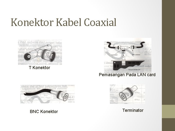 Konektor Kabel Coaxial T Konektor Pemasangan Pada LAN card BNC Konektor Terminator 