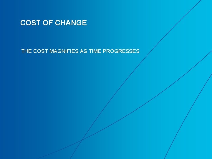 COST OF CHANGE THE COST MAGNIFIES AS TIME PROGRESSES 