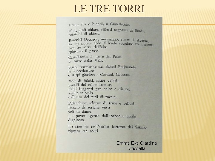 LE TRE TORRI Emma Eva Giardina Cassella LE TRE TORRI Emma Eva Giardina Cassella
