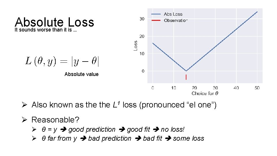 Absolute Loss It sounds worse than it is … Absolute value Ø Also known