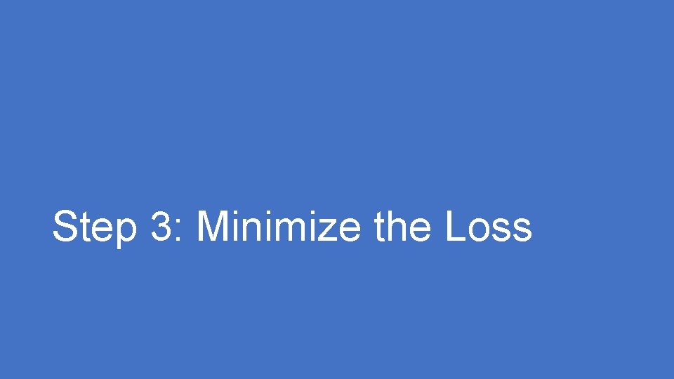 Step 3: Minimize the Loss 