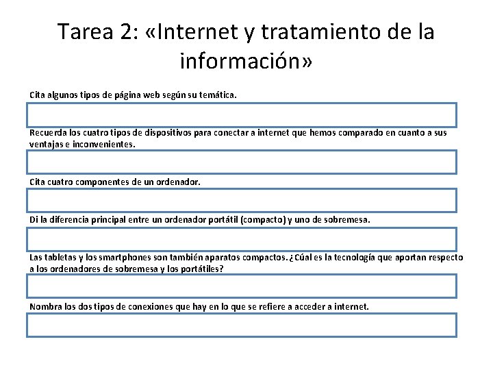 Tarea 2: «Internet y tratamiento de la información» Cita algunos tipos de página web