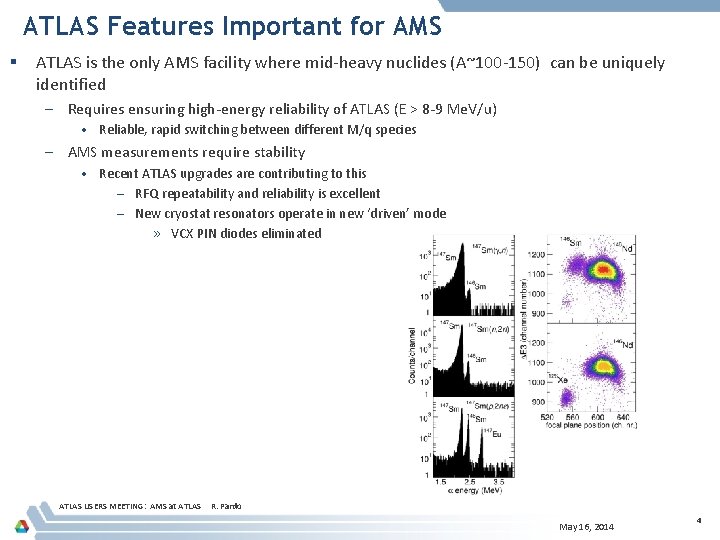 ATLAS Features Important for AMS § ATLAS is the only AMS facility where mid-heavy