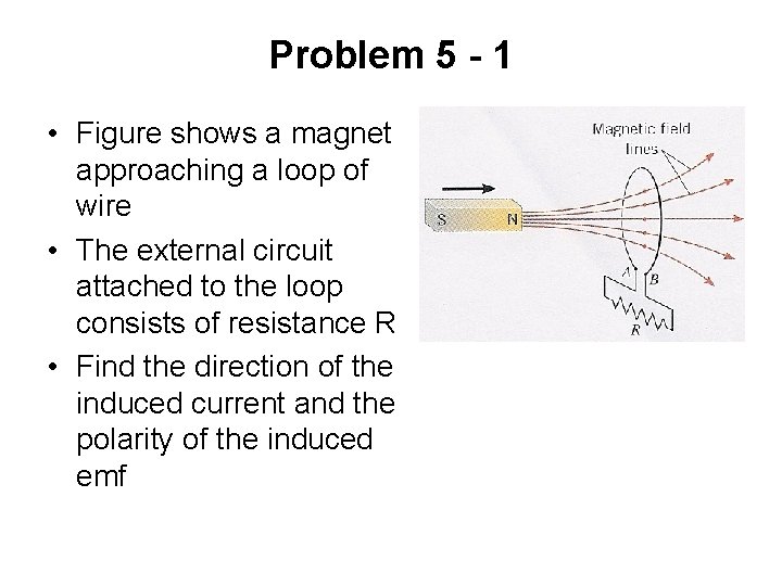 Problem 5 - 1 • Figure shows a magnet approaching a loop of wire