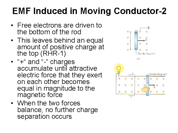 EMF Induced in Moving Conductor-2 • Free electrons are driven to the bottom of