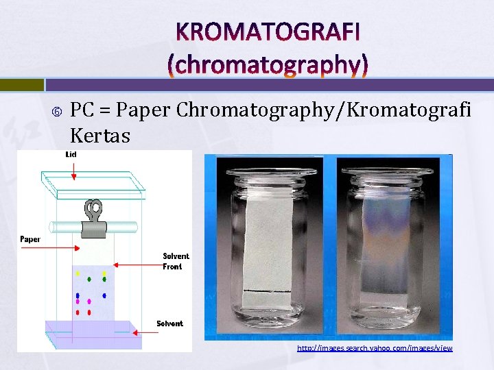 KROMATOGRAFI (chromatography) PC = Paper Chromatography/Kromatografi Kertas http: //images. search. yahoo. com/images/view 