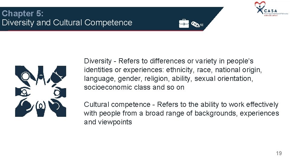 Chapter 5: Diversity and Cultural Competence 5 E Diversity - Refers to differences or