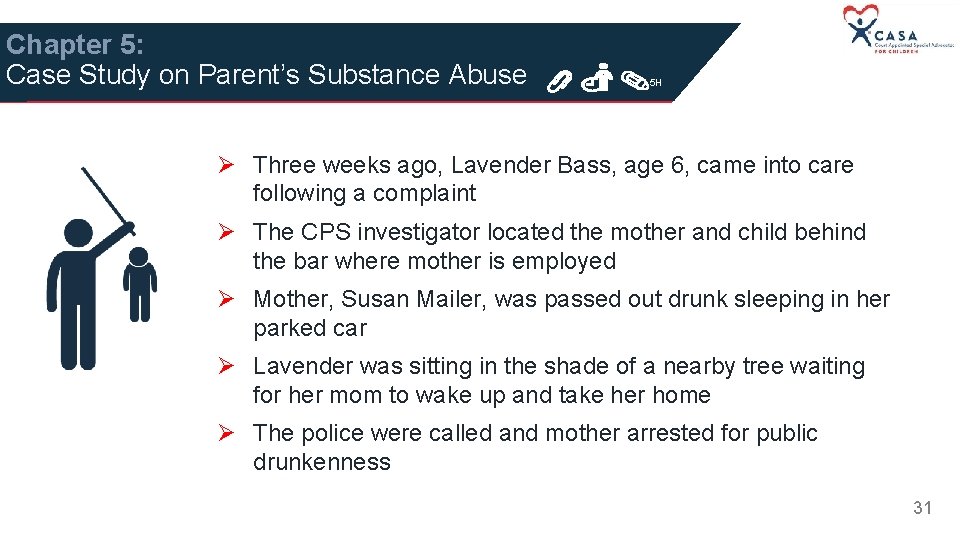 Chapter 5: Case Study on Parent’s Substance Abuse 5 H Ø Three weeks ago,