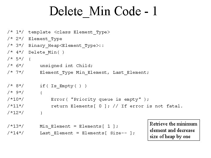 Delete_Min Code - 1 /* /* 1*/ 2*/ 3*/ 4*/ 5*/ 6*/ 7*/ template