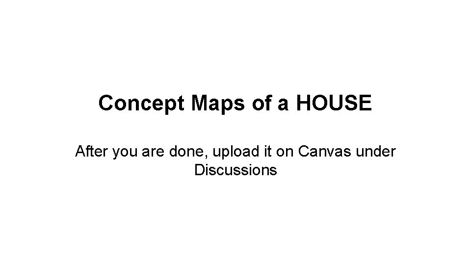 Concept Maps of a HOUSE After you are done, upload it on Canvas under