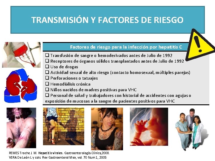 TRANSMISIÓN Y FACTORES DE RIESGO Factores de riesgo para la infección por hepatitis C