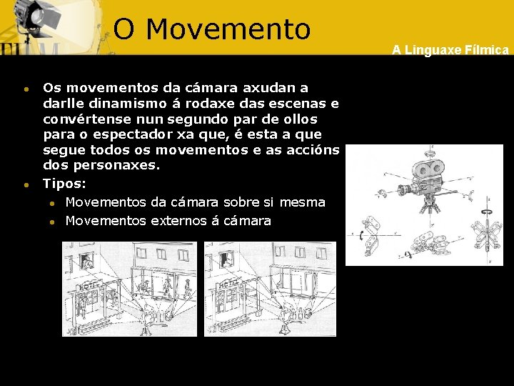 O Movemento l l Os movementos da cámara axudan a darlle dinamismo á rodaxe