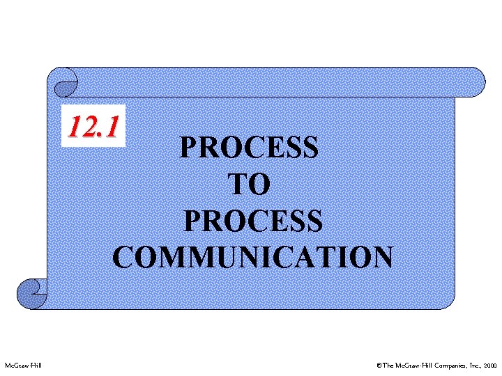 12. 1 PROCESS TO PROCESS COMMUNICATION Mc. Graw-Hill ©The Mc. Graw-Hill Companies, Inc. ,