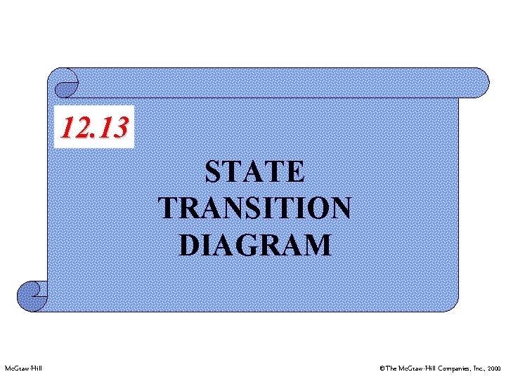 12. 13 STATE TRANSITION DIAGRAM Mc. Graw-Hill ©The Mc. Graw-Hill Companies, Inc. , 2000