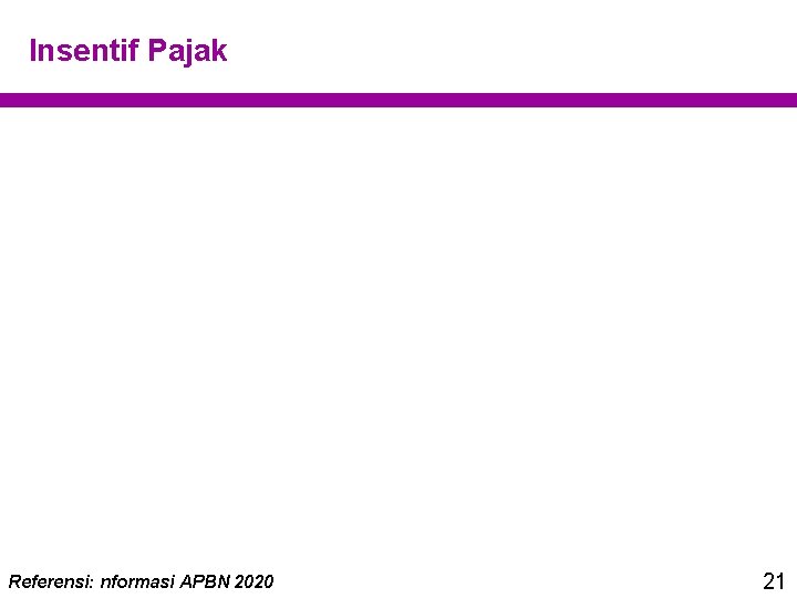 Insentif Pajak Referensi: nformasi APBN 2020 21 