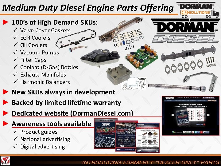 Medium Duty Diesel Engine Parts Offering ► 100’s of High Demand SKUs: ü ü