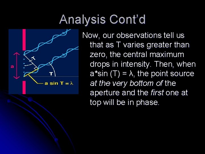 Analysis Cont’d Now, our observations tell us that as T varies greater than zero,