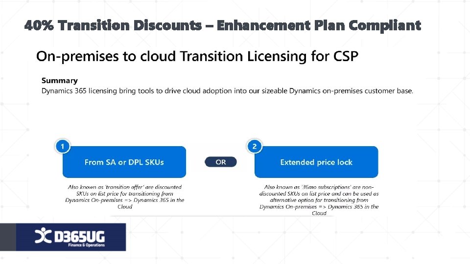 40% Transition Discounts – Enhancement Plan Compliant 