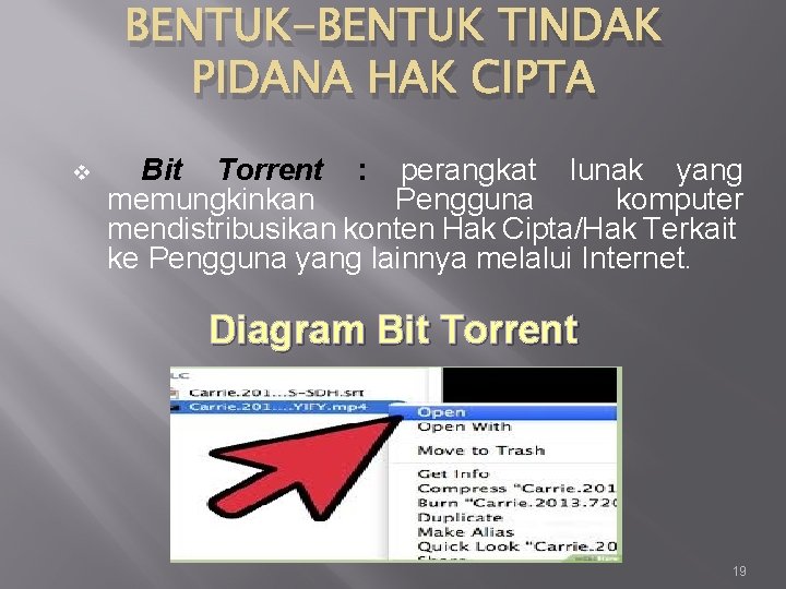 BENTUK-BENTUK TINDAK PIDANA HAK CIPTA v Bit Torrent : perangkat lunak yang memungkinkan Pengguna