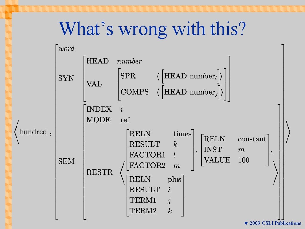 What’s wrong with this? © 2003 CSLI Publications 