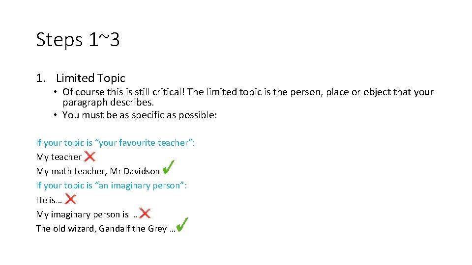 Planning a Descriptive Paragraph Steps 13 1 Limited