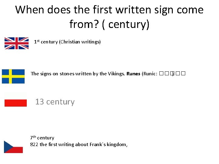 History presentation When does the first written sign