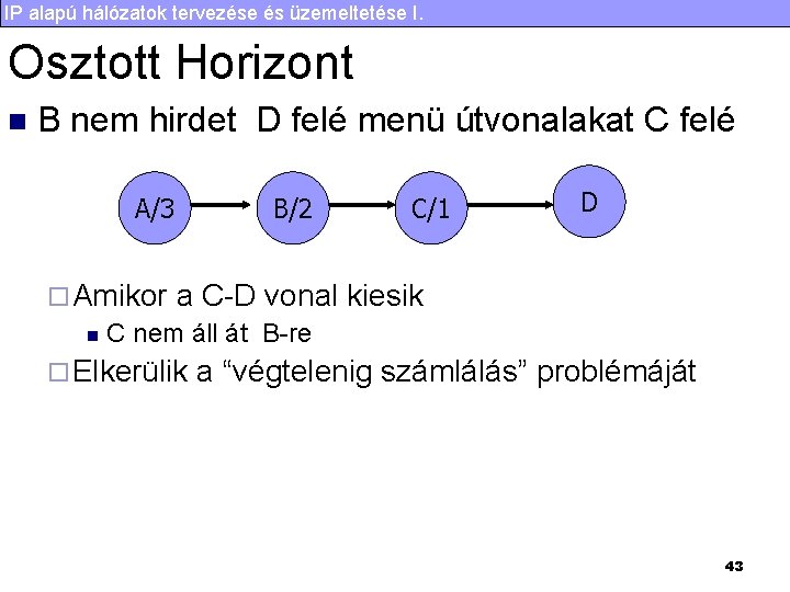 IP alapú hálózatok tervezése és üzemeltetése I. Osztott Horizont n B nem hirdet D