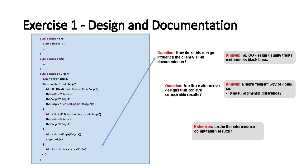 Exercise 1 - Design and Documentation public class Node{ public Node () {. .