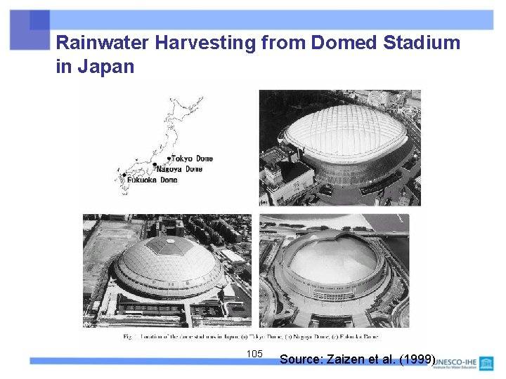 Rainwater Harvesting from Domed Stadium in Japan 105 Source: Zaizen et al. (1999) 
