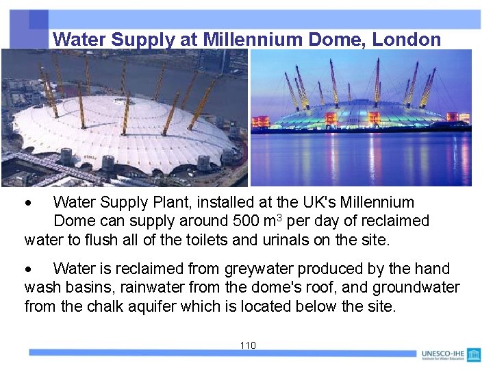 Water Supply at Millennium Dome, London Water Supply Plant, installed at the UK's Millennium