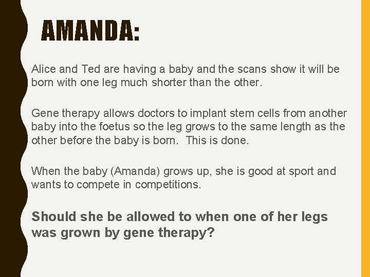 AMANDA: Alice and Ted are having a baby and the scans show it will