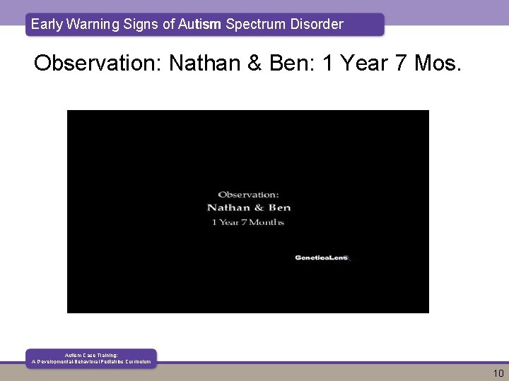 Early Warning Signs of Autism Spectrum Disorder Observation: Nathan & Ben: 1 Year 7