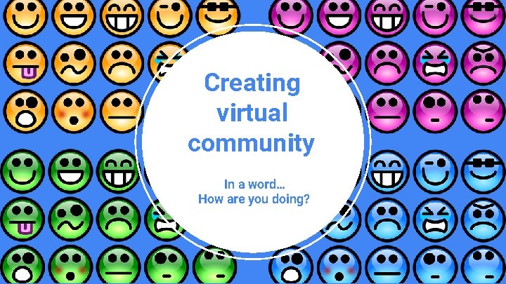 Creating virtual community In a word… How are you doing? 