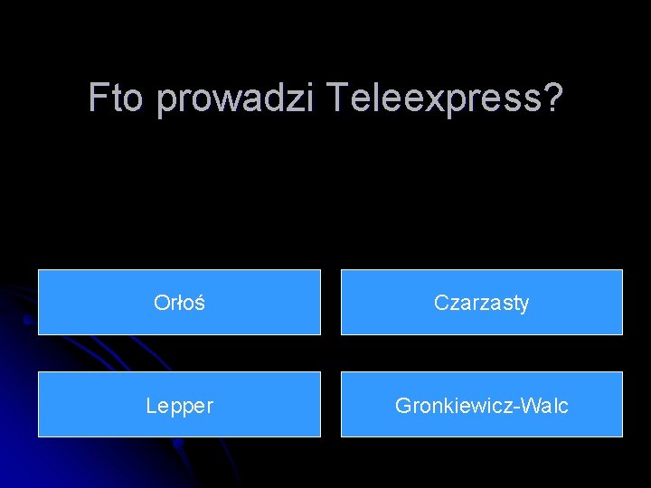 Fto prowadzi Teleexpress? Orłoś Czarzasty Lepper Gronkiewicz-Walc 