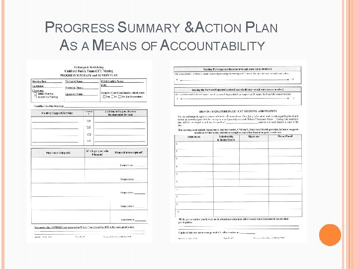PROGRESS SUMMARY & ACTION PLAN AS A MEANS OF ACCOUNTABILITY 