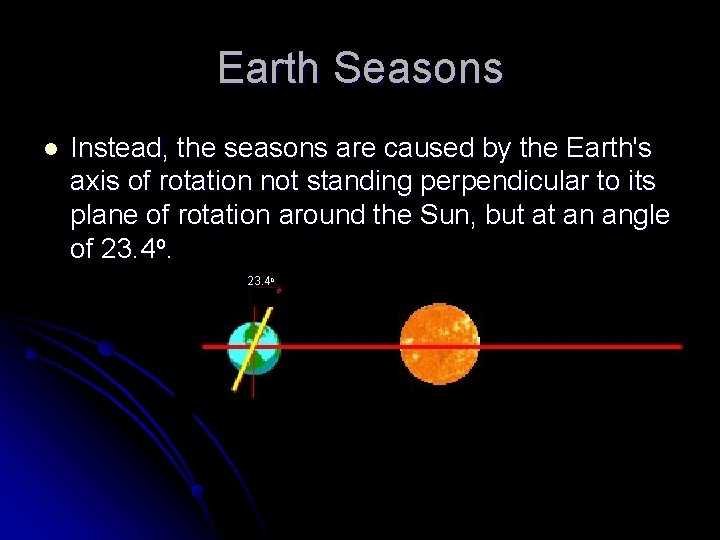 Earth Seasons l Instead, the seasons are caused by the Earth's axis of rotation