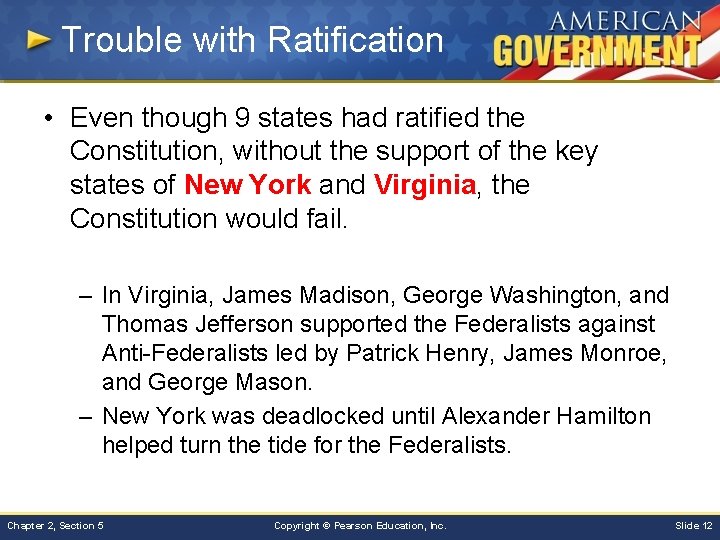 Trouble with Ratification • Even though 9 states had ratified the Constitution, without the