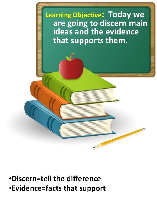 Learning Objective: Today we are going to discern main ideas and the evidence that