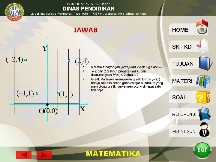 PEMERINTAH KOTA PONTIANAK DINAS PENDIDIKAN Jl. Letjen. Sutoyo Pontianak, Telp. (0561) 736711, Website: http: