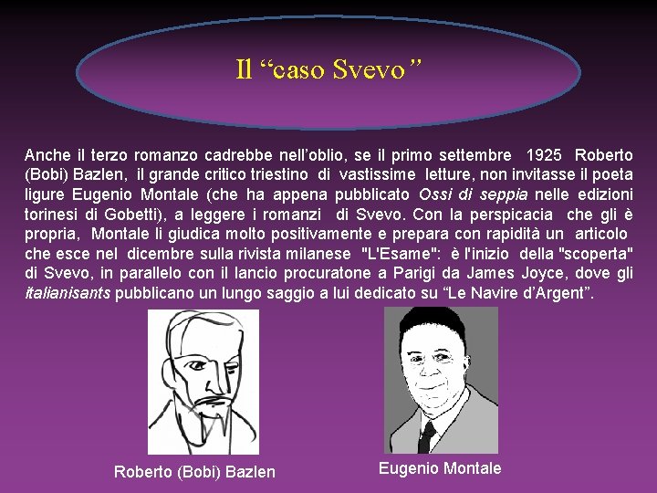 Il “caso Svevo” Anche il terzo romanzo cadrebbe nell’oblio, se il primo settembre 1925