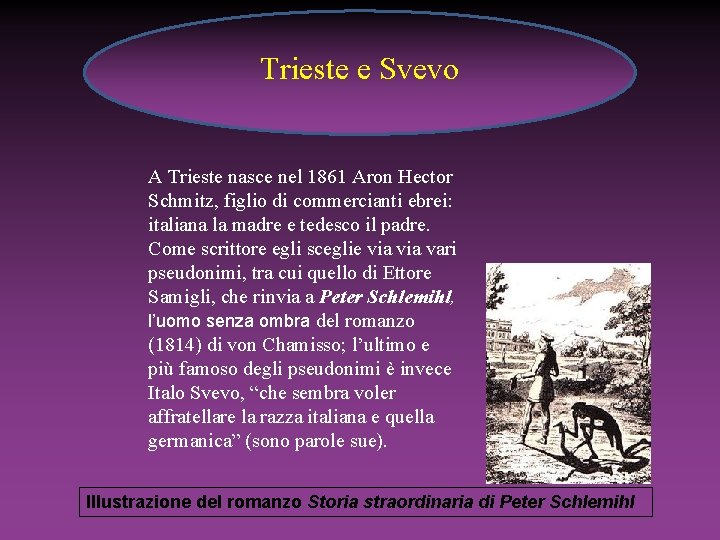 Trieste e Svevo A Trieste nasce nel 1861 Aron Hector Schmitz, figlio di commercianti