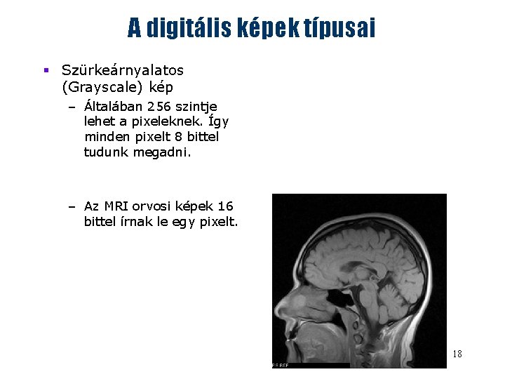 A digitális képek típusai § Szürkeárnyalatos (Grayscale) kép – Általában 256 szintje lehet a