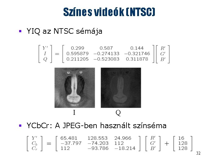 Színes videók (NTSC) § YIQ az NTSC sémája I Q § YCb. Cr: A