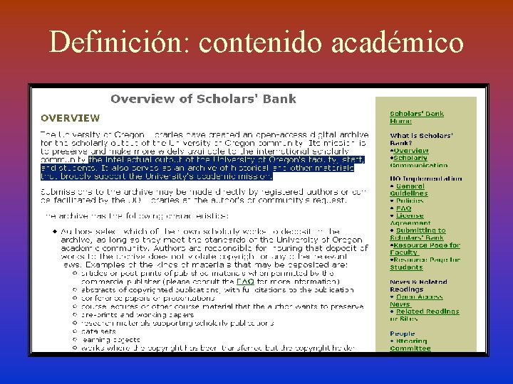 Definición: contenido académico 