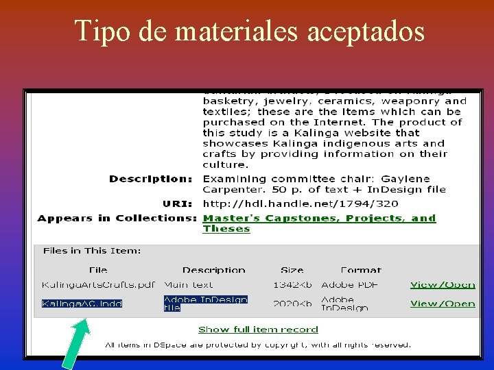 Tipo de materiales aceptados 