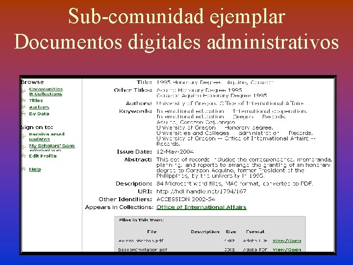 Sub-comunidad ejemplar Documentos digitales administrativos 